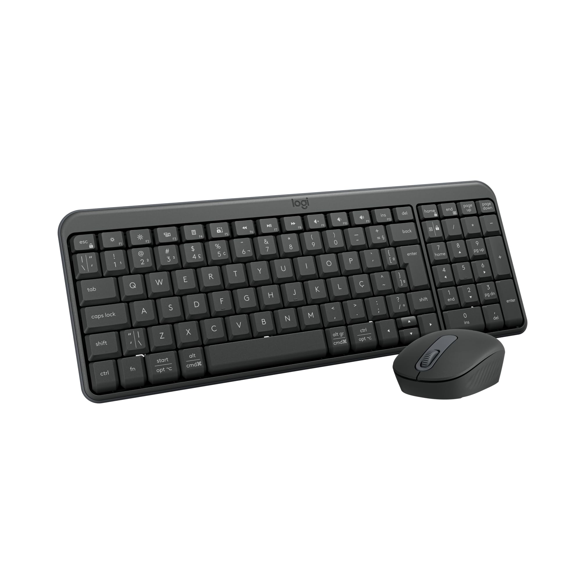 Combo Teclado e Mouse Sem Fio Logitech MK250 Bluetooth com Conectividade Rápida e Fácil, Design Compacto, Mouse Ambidestro, Layout ABNT2, Construção Durável, Compatível com PC e Mac - Grafite