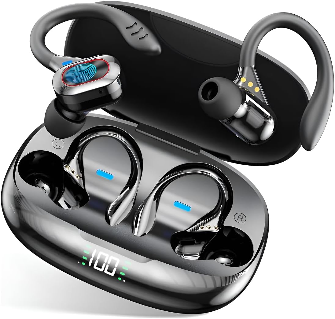 Fone De Ouvido Bluetooth 5.0 Sem Fio Tws Esportivo A Prova D'Água Para Corrida Esportes Bike Moto Academia Caminhada Tipo Gancho Sound Bass.