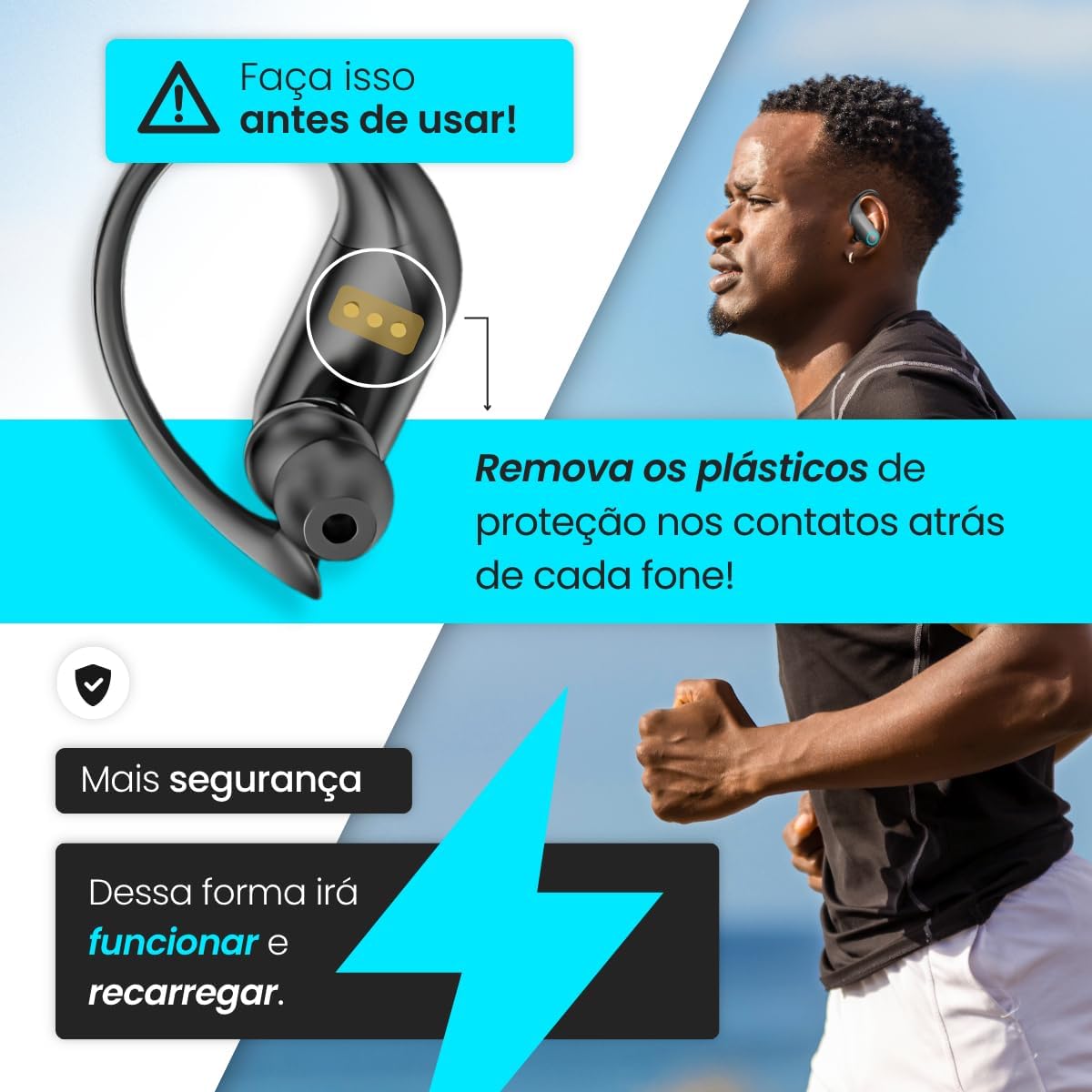 Fone De Ouvido Bluetooth 5.0 Sem Fio Tws Esportivo A Prova D'Água Para Corrida Esportes Bike Moto Academia Caminhada Tipo Gancho Sound Bass.