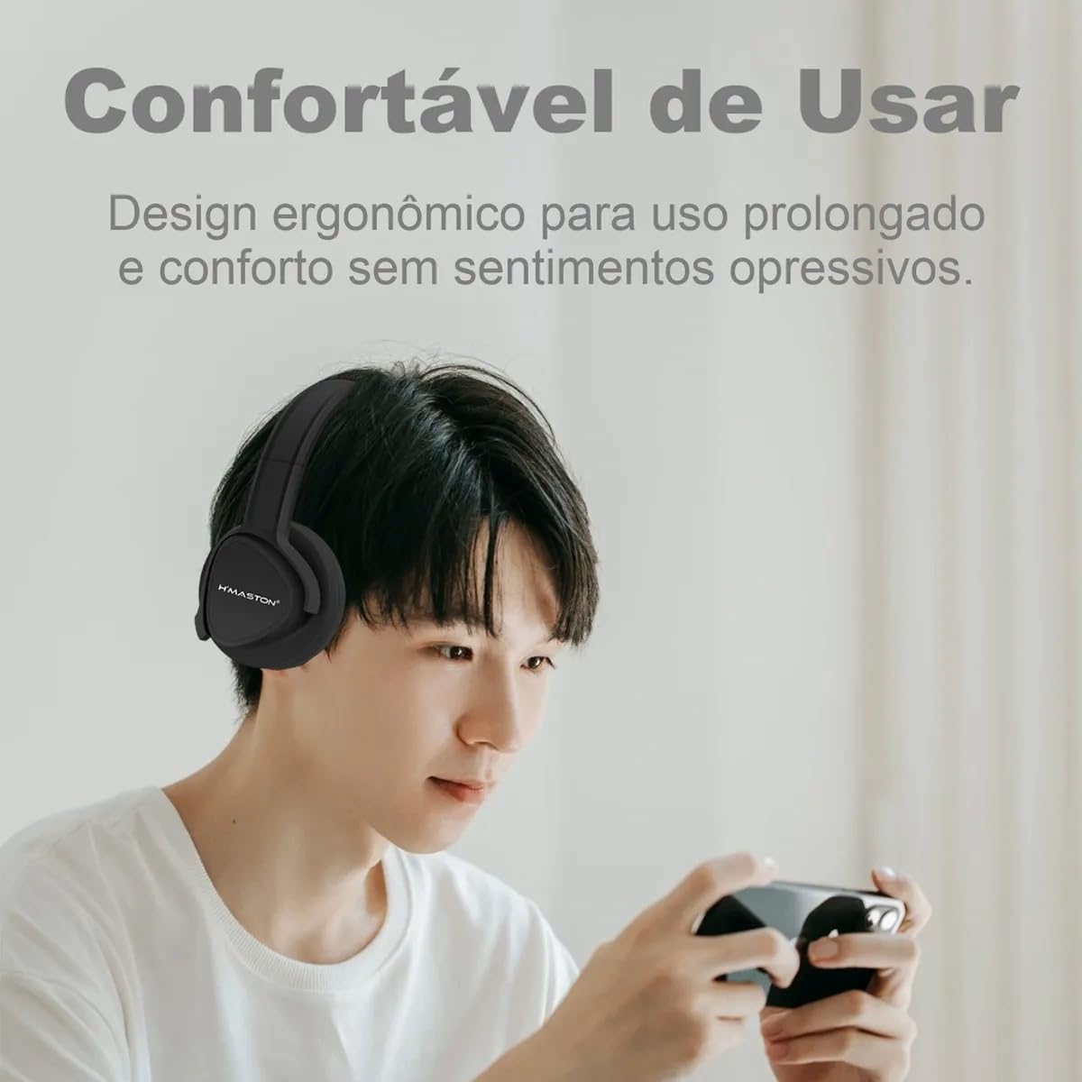 Fone de Ouvido Bluetooth Over-Ear, Microfone Embutido, 20h Autonomia, Design Ajustável, Controles Touch, Resistente à Umidade (Azul Celeste)
