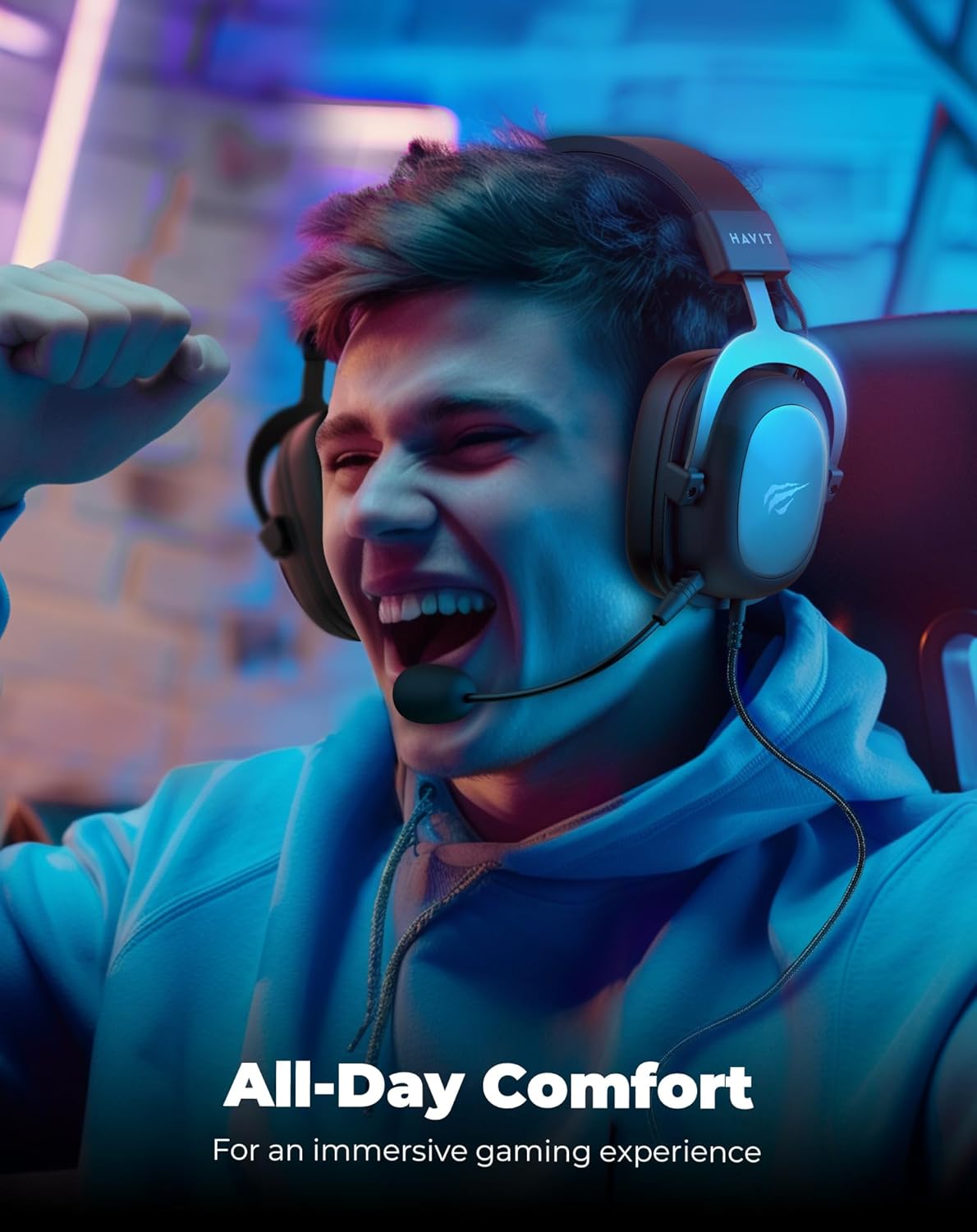 Havit Headphone Fone de Ouvido H2002d, Gamer, com Microfone, Falante 53mm, Plug 3, 5mm: compatível com XBOX ONE e PS4, HAVIT, HV-H2002d