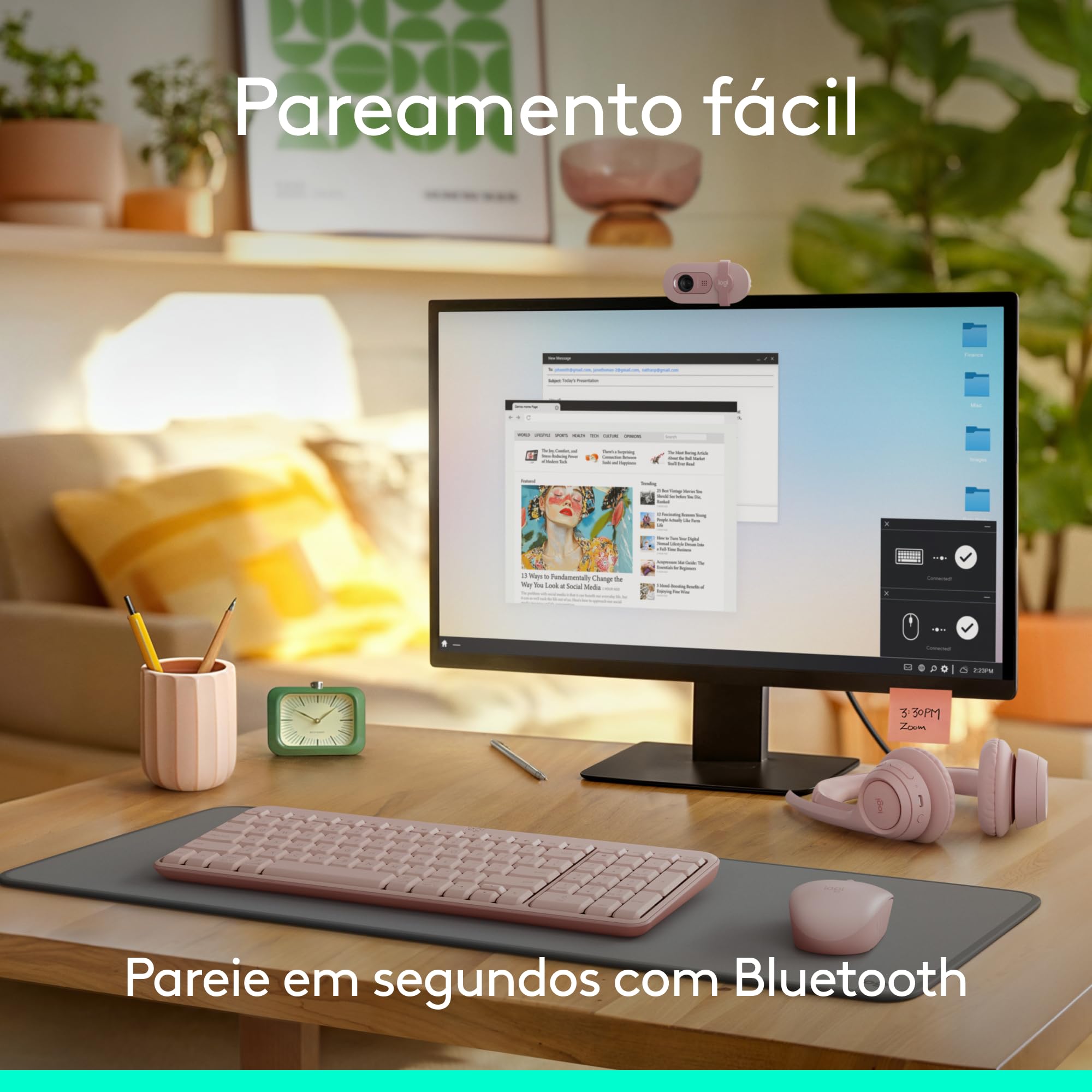 Combo Teclado e Mouse Sem Fio Logitech MK250 Bluetooth com Conectividade Rápida e Fácil, Design Compacto, Mouse Ambidestro, Layout ABNT2, Construção Durável, Compatível com PC e Mac - Grafite