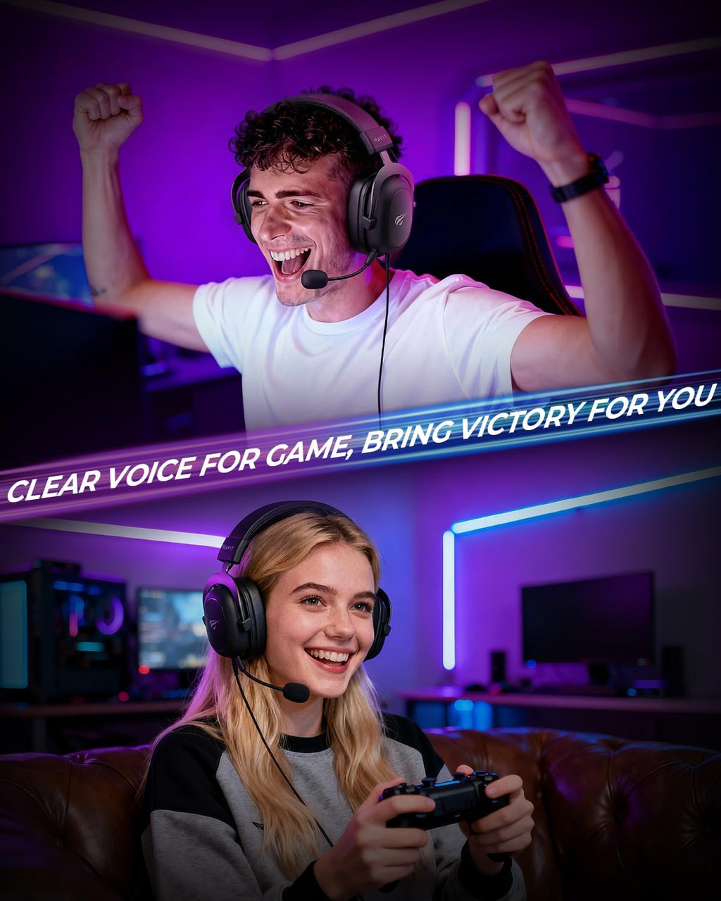 Havit Headphone Fone de Ouvido H2002d, Gamer, com Microfone, Falante 53mm, Plug 3, 5mm: compatível com XBOX ONE e PS4, HAVIT, HV-H2002d