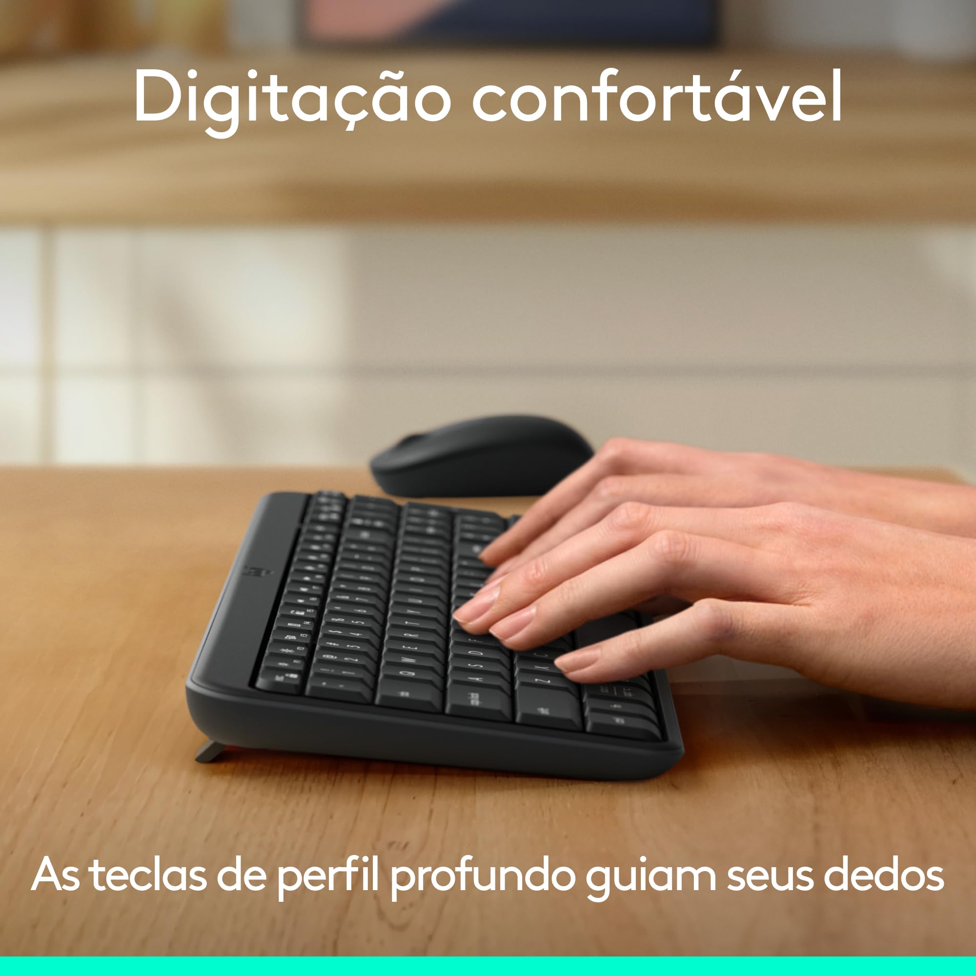 Combo Teclado e Mouse Sem Fio Logitech MK250 Bluetooth com Conectividade Rápida e Fácil, Design Compacto, Mouse Ambidestro, Layout ABNT2, Construção Durável, Compatível com PC e Mac - Grafite