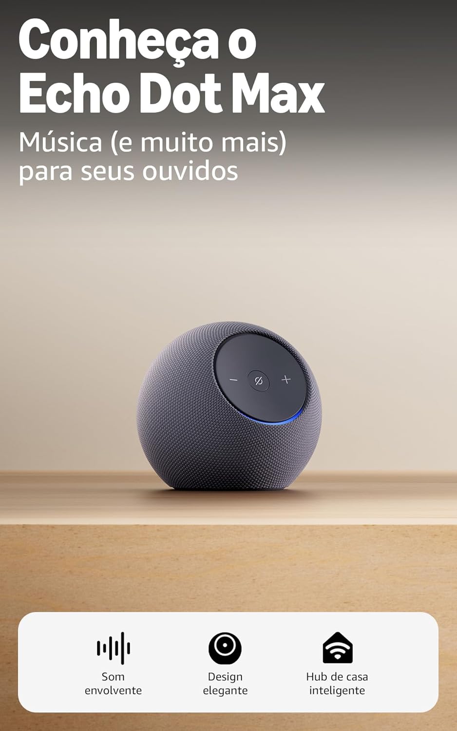 Apresentamos o Amazon Echo Dot Max (Geração mais recente), smart speaker com Alexa, som envolvente e hub de casa inteligente integrado, ideal para sua sala de estar, Cor Grafite