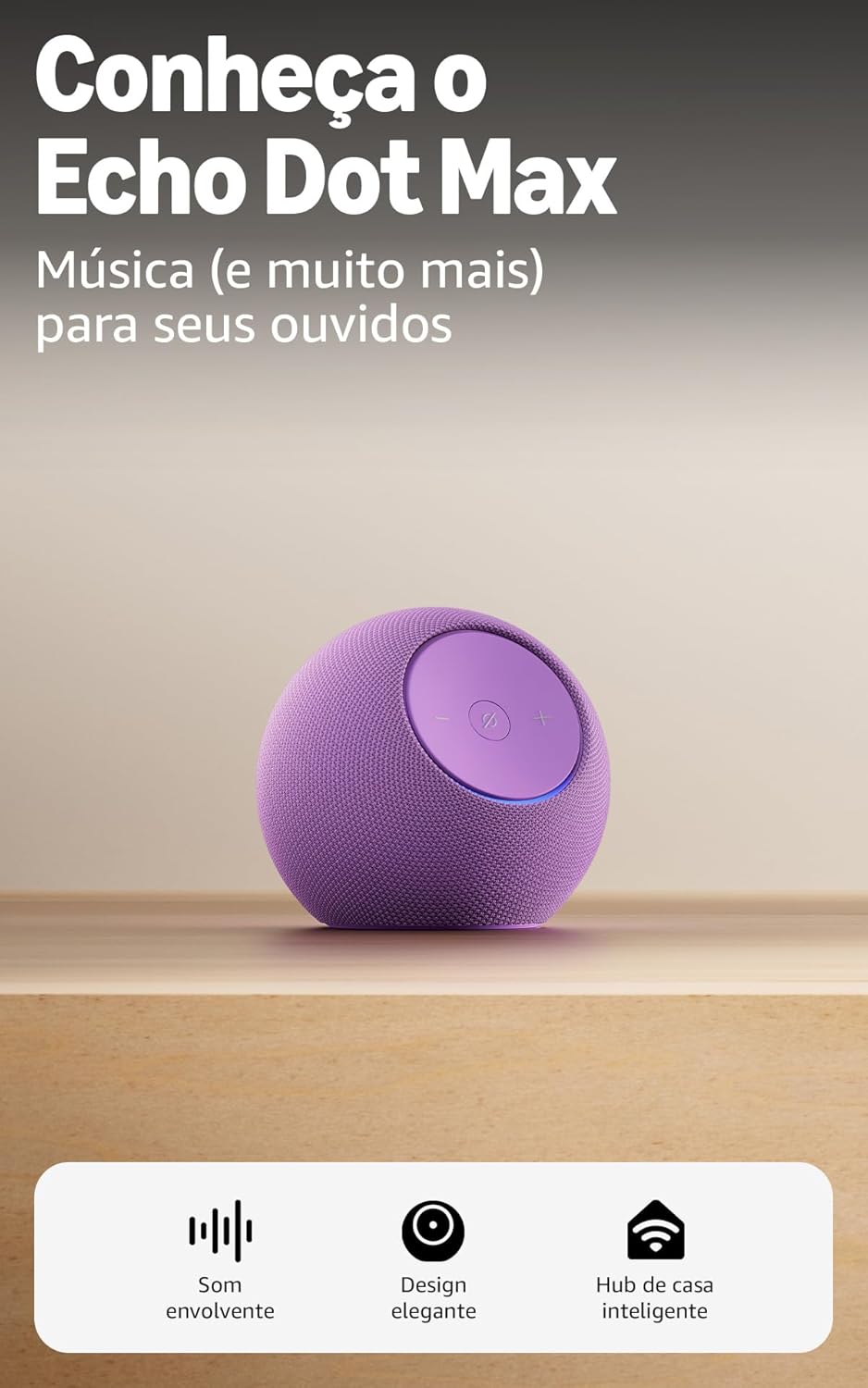 Apresentamos o Amazon Echo Dot Max (Geração mais recente), smart speaker com Alexa, som envolvente e hub de casa inteligente integrado, ideal para sua sala de estar, Cor Grafite