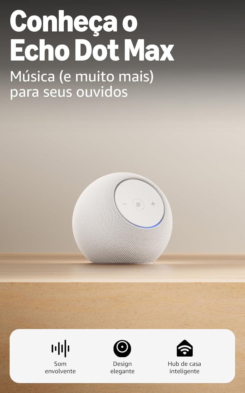 Apresentamos o Amazon Echo Dot Max (Geração mais recente), smart speaker com Alexa, som envolvente e hub de casa inteligente integrado, ideal para sua sala de estar, Cor Grafite